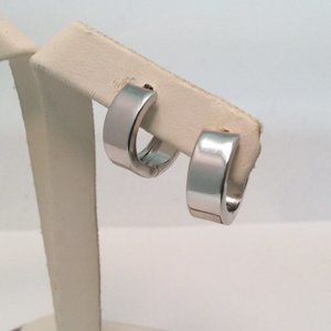 14K SOLID White REAL GOLD CLIP ON Huggie Hoops 2.4gr